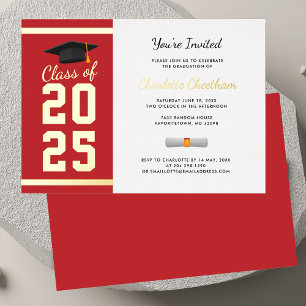 Graduation 2025 Red Script Grad Party Gold