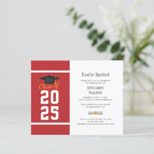 Graduation 2025 Red White Grad Party Invitation