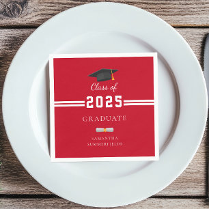 Graduation 2025 Red White Graduate Party Paper Napkin