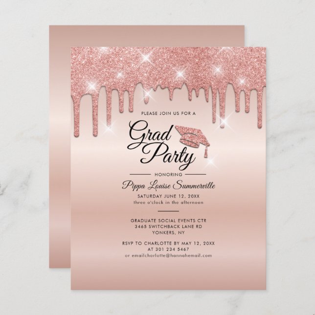Graduation 2025 Rose Gold Party Invitation (Front/Back)