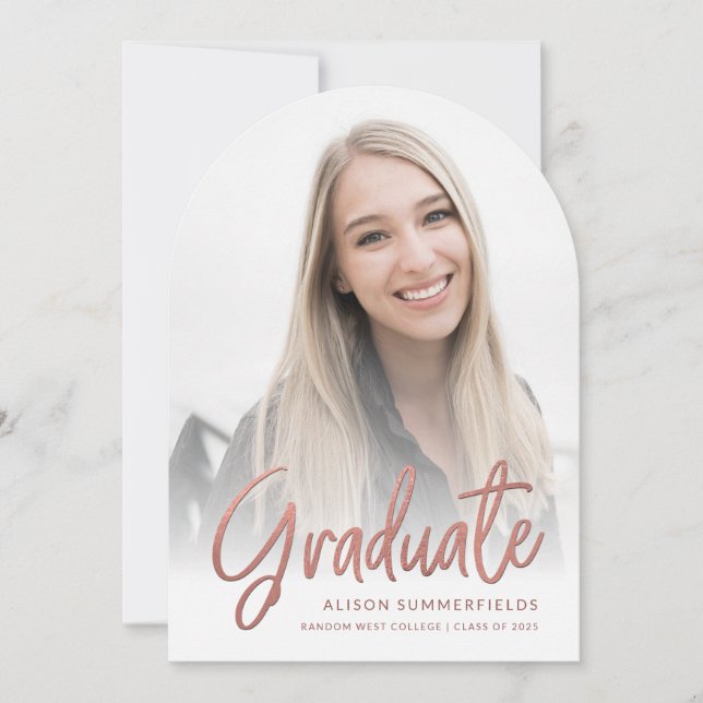 Graduation 2025 Rose Gold Script Grad Party Invitation (Front)
