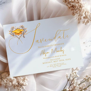 Graduation 2025 Save The date Gold Cap