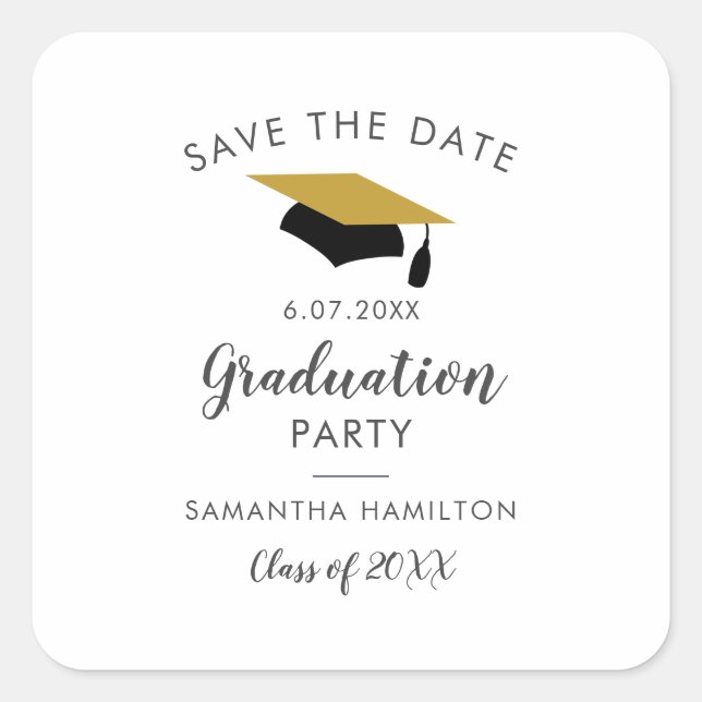 Graduation 2025 Save the Date Graduate Party Square Sticker (Front)
