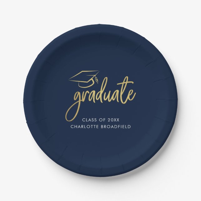 Graduation 2025 Script Grad Party Paper Plate (Front)