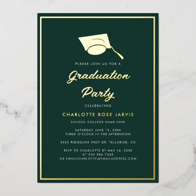 Graduation 2025 Script Green Photo Party Gold (Front)