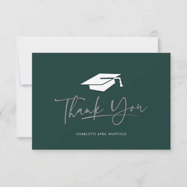 Graduation 2025 Script Minimalist Thank You Card (Front)