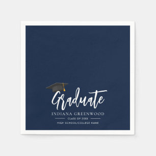 Graduation 2025 Script Navy Blue Paper Napkin