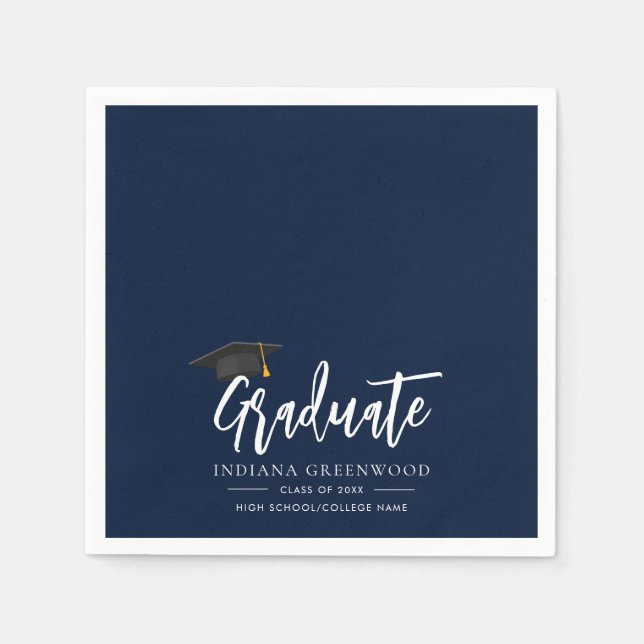 Graduation 2025 Script Navy Blue Paper Napkin (Front)