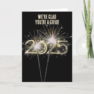 Graduation 2025 Sparklers On Black   Card