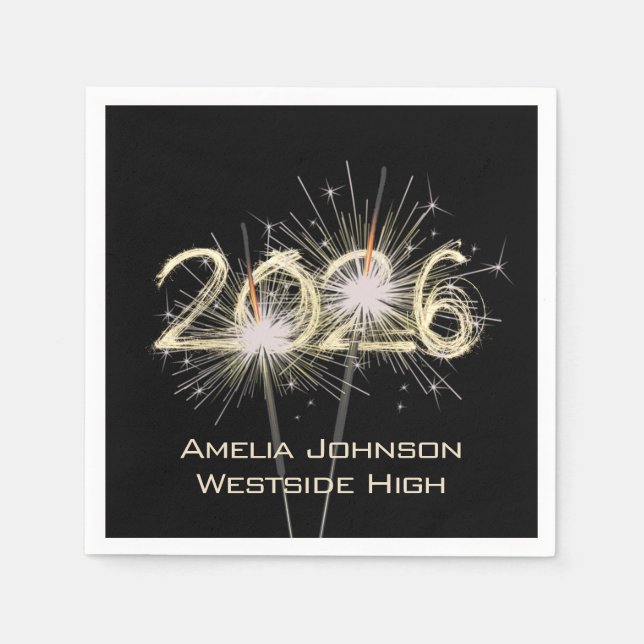 Graduation 2025 Sparklers On Black  Napkin (Front)