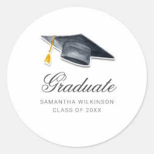 Graduation 2025 Tassel Hand-Lettered Script Classic Round Sticker