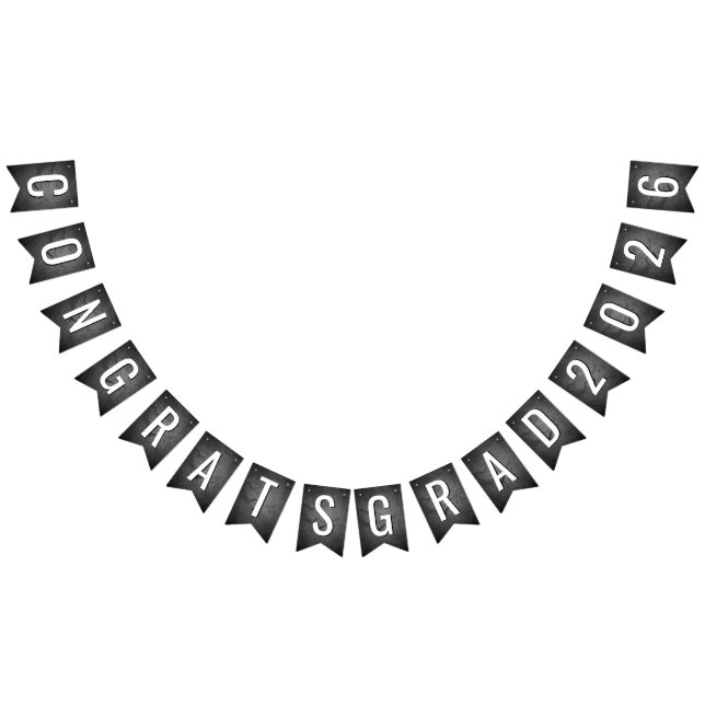 Graduation 2025 Text On Black Slate Bunting (All)