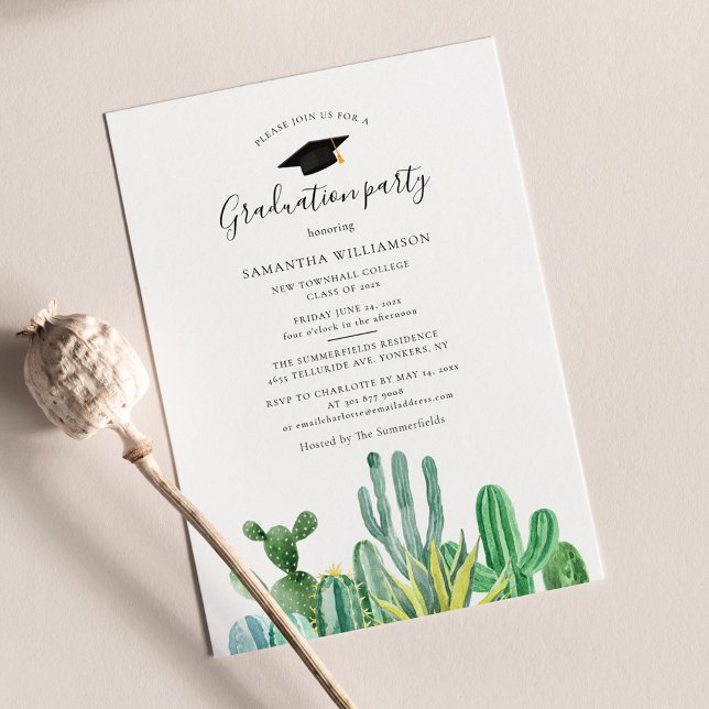 Graduation 2025 Watercolor Grad Party Invitation (Cacti 2024 Graduation Party Invitation)