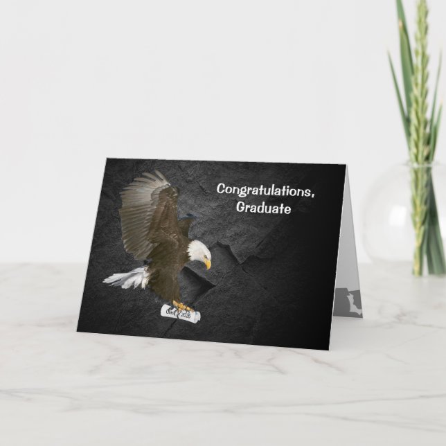 Graduation 2026 Bald Eagle With Diploma Card (Front)
