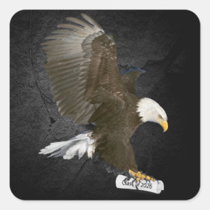 Graduation 2026 Bald Eagle with Diploma Square Sticker