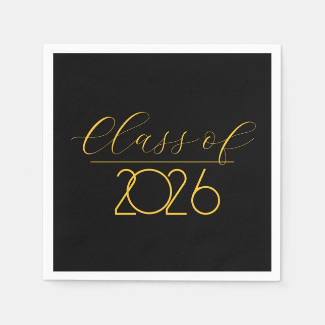 Graduation 2026 Black and Gold Napkin (Front)