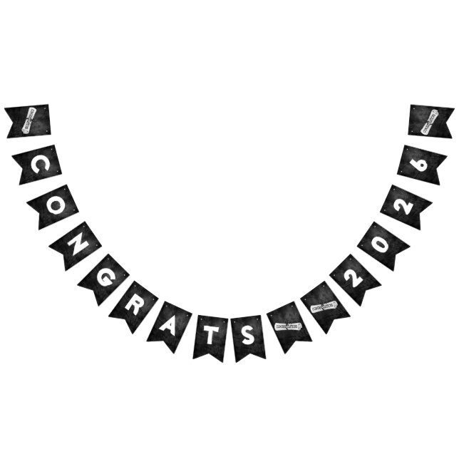 Graduation 2026 Black Leather and Diplomas Bunting (All)