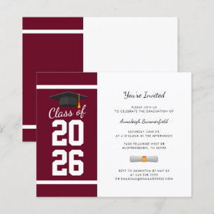 Graduation 2026 Burgundy Grad Party Invitation