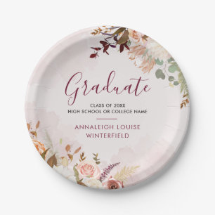 Graduation 2026 Floral Grad Party Paper Plate