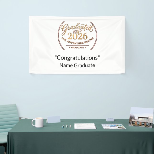 Graduation 2026 Gold Foil Vinyl Banner / Pancarta  (Tradeshow)