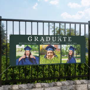 Graduation 2026 Grad Photos Green Script Party Banner