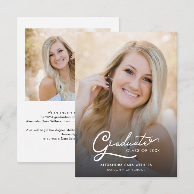 Graduation 2026 Grad Photos Script Announcement (Front/Back)