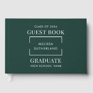 Graduation 2026 Green Grad Party Guest Book