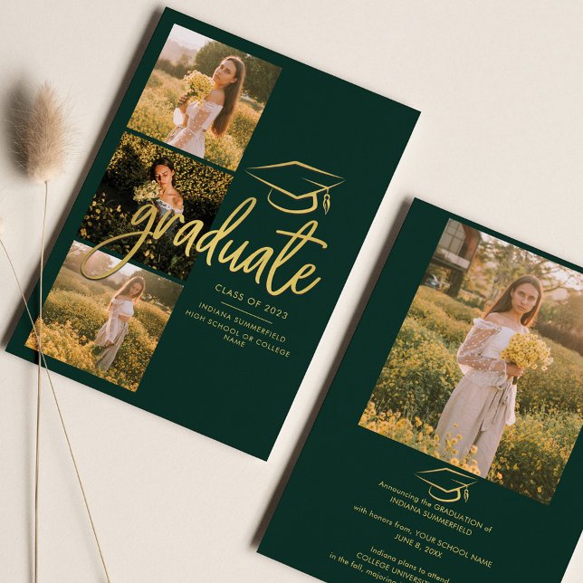 Graduation 2026 Green Graduate Photo Collage Announcement (Creator Uploaded)