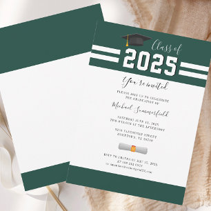 Graduation 2026 Green White Grad Party Invitation