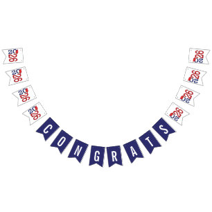 Graduation 2026 Navy Blue and Red Bunting