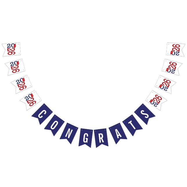 Graduation 2026 Navy Blue and Red Bunting (All)