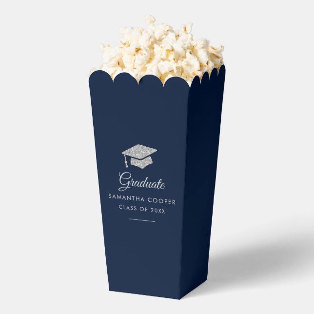 Graduation 2026 Navy Blue Grad Party Custom Favour Box (Popped)