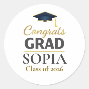 Graduation 2026 Personalised Congrats Grad Classic Round Sticker