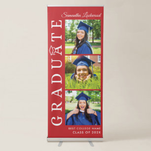 Graduation 2026 Photo Collage Red and White Retractable Banner