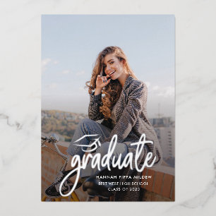 Graduation 2026 Photo Script Grad Party Silver