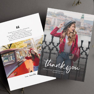 Graduation 2026 Photo Stylish Grad Thank You Card