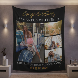 Graduation 2026 Photos Black Backdrop Photobooth Tapestry