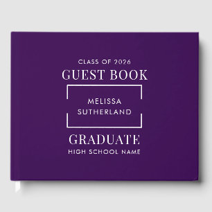 Graduation 2026 Purple Grad Party Guest Book