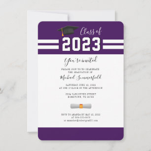 Graduation 2026 Purple White Grad Party Invitation