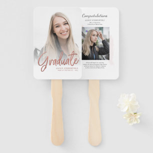 Graduation 2026 Rose Script Grad Photos Party Hand Fan
