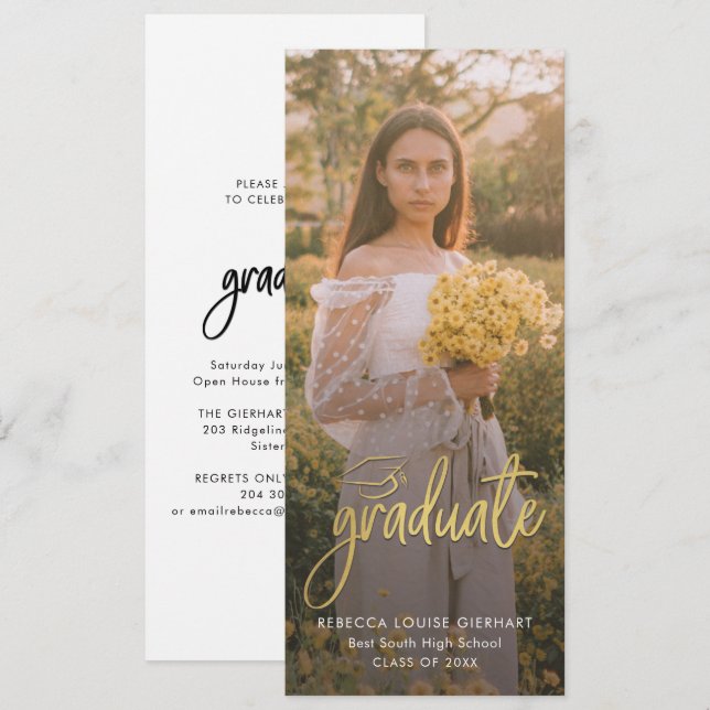 Graduation 2026 Script Photo Graduate Announcement (Front/Back)