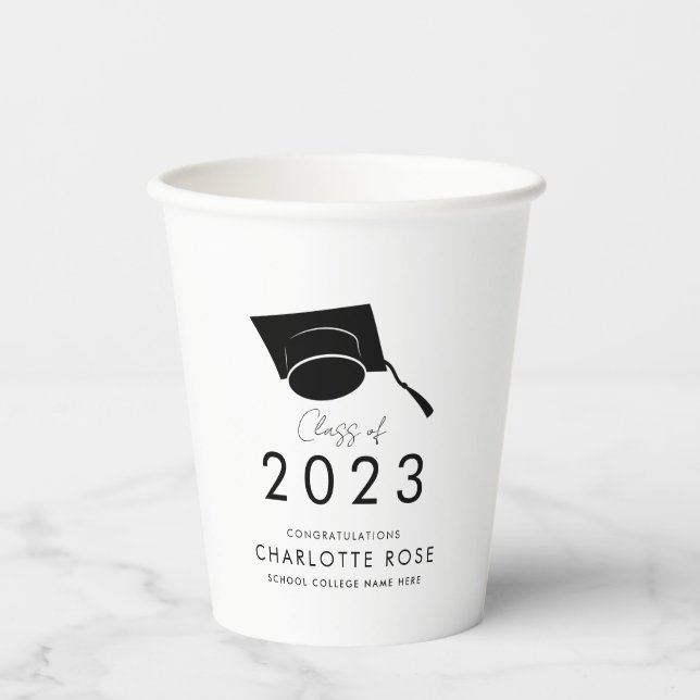 Graduation 2026 Script Typography Grad Party Paper Cups (Front)