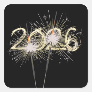 Graduation 2026 Sparklers On Black Square Sticker