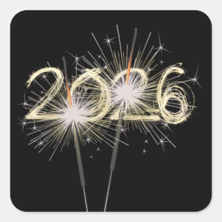Graduation 2026 Sparklers On Black Square Sticker