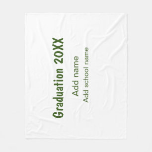 Graduation 20XX add year name school green modern  Fleece Blanket