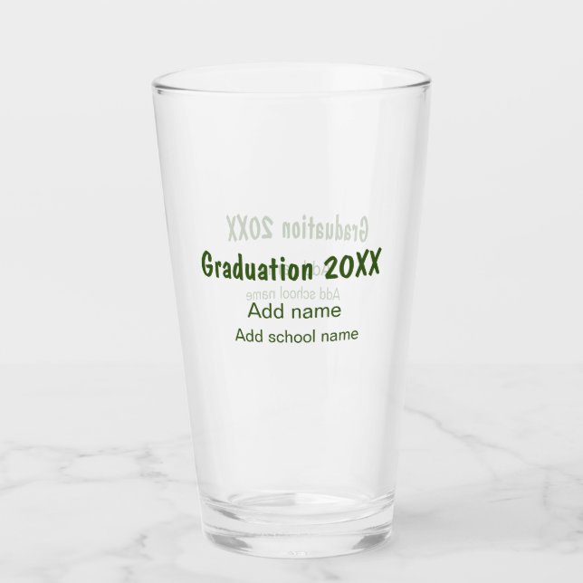 Graduation 20XX add year name school green modern  Glass (Front)