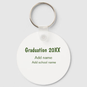 Graduation 20XX add year name school green modern Key Ring