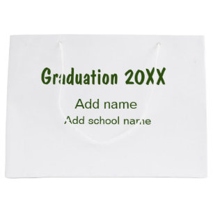 Graduation 20XX add year name school green modern Large Gift Bag