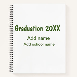 Graduation 20XX add year name school green modern  Notebook