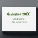 Graduation 20XX add year name school green modern  Plaque<br><div class="desc">design</div>